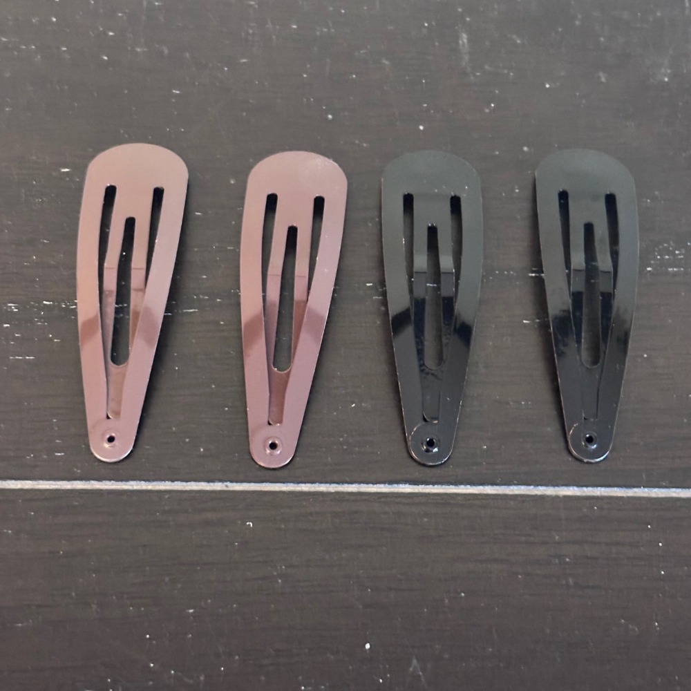 Vintage | Goody Contour Snap Hair Clips | Set of 4 | 2 Black 2 Brown | Metal